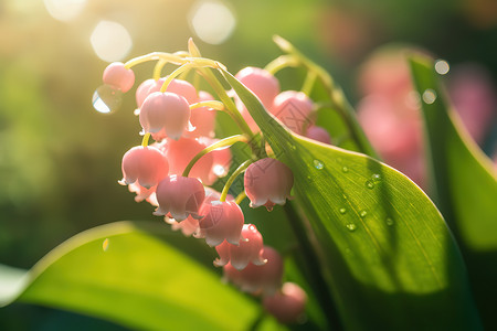 粉嫩清新的铃兰花背景图片