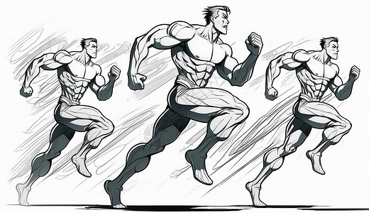 奔跑的男性运动员线稿背景图片