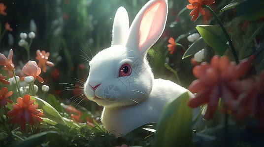 自然中的小兔子背景图片