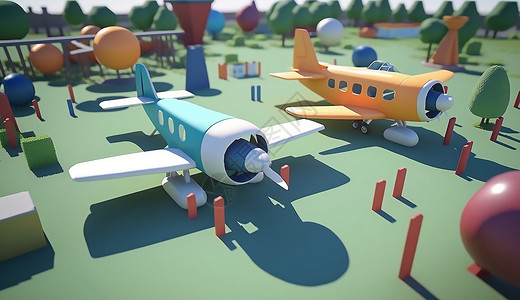 3D玩具飞机背景图片
