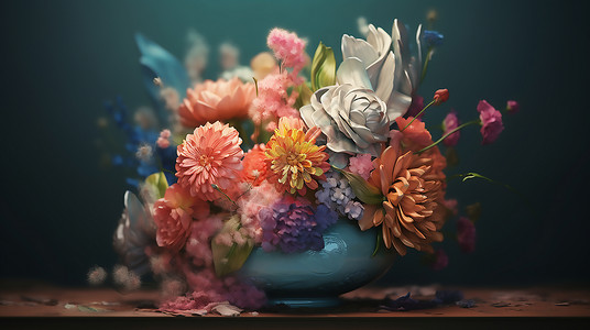 花艺装饰花瓶花朵摆件装饰插画