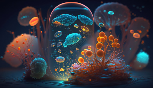 梦幻的海底生物微观背景图片
