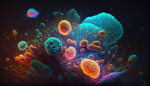 水母照片丰富多样的发光细胞插画