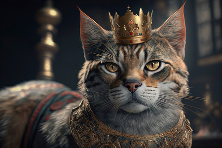 带着皇冠国王庄严的猫背景图片