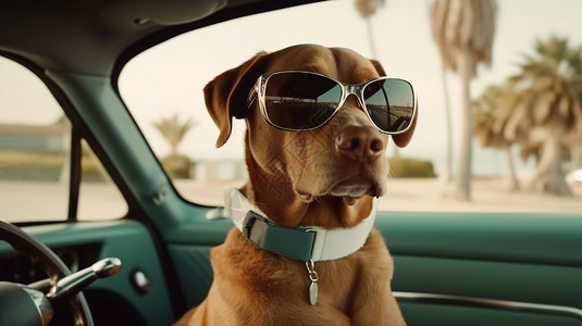 一起去旅行戴眼镜的狗背景图片