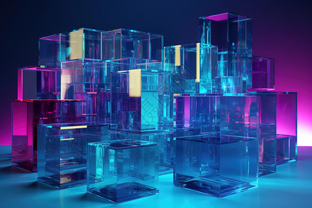 玻璃金字塔3D玻璃模型插画