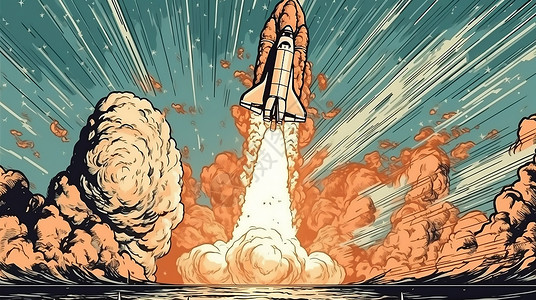 漫画发射的火箭图片