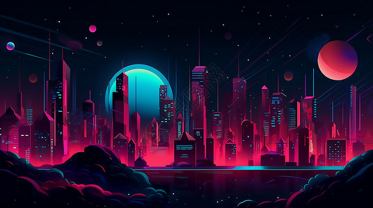 夜晚城市霓虹背景图片