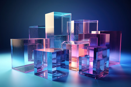 玻璃金字塔3D玻璃模型背景插画
