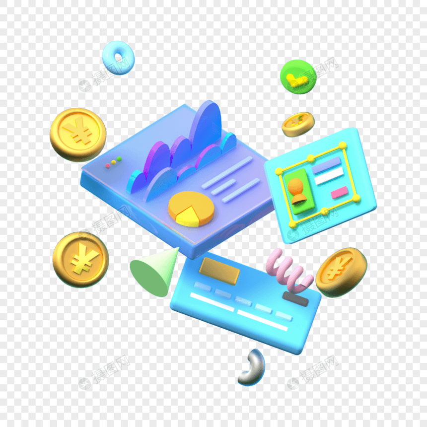 3D立体漂浮图标数据金融icon图片