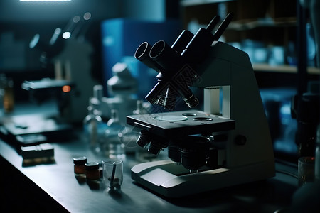 实验室课堂里的显微镜图片