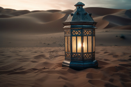 沙漠中夸张的露营灯图片