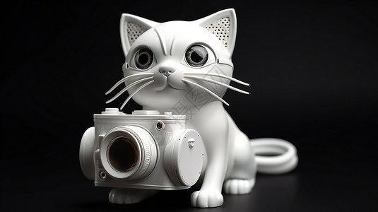 白色的小猫玩偶图片
