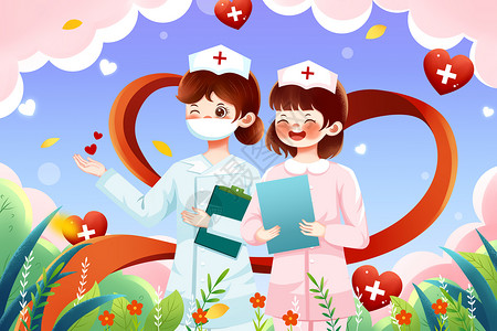 医护护理唯美浪漫白衣天使国际护士节插画插画