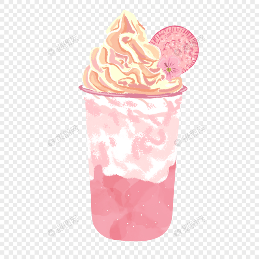 草莓樱花奶茶冰淇淋图片