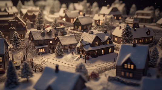 雪中安静的小镇子图片