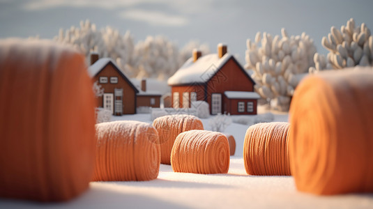 橙色毛毡小农场背景图片
