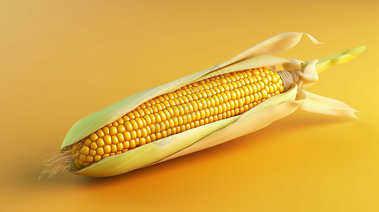 新鲜玉米棒一个剥开的玉米插画