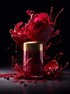 红色大气鲜花化妆品化妆品高清图片素材
