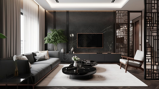 低调奢华新中式大气的客厅图片