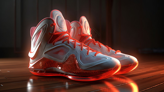 篮球地板运动鞋3D模型插画
