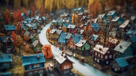 欧洲彩色安静的下雪的小镇子图片