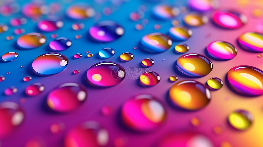 色彩斑斓的水滴图片