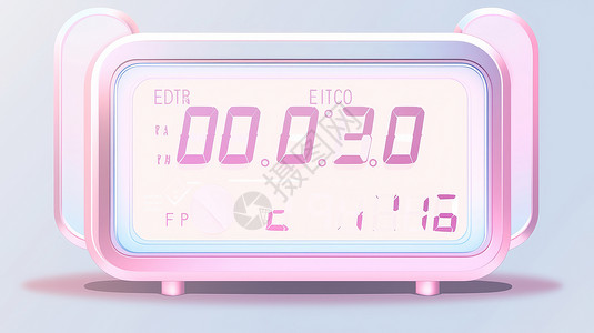 闹钟钟表可爱粉色可爱的卡通电子钟表插画