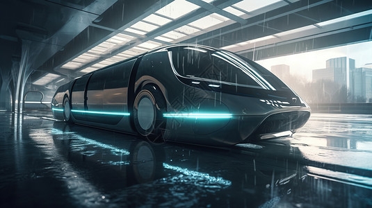 科幻超现实未来世界子弹头新能源列车轻轨地铁图片