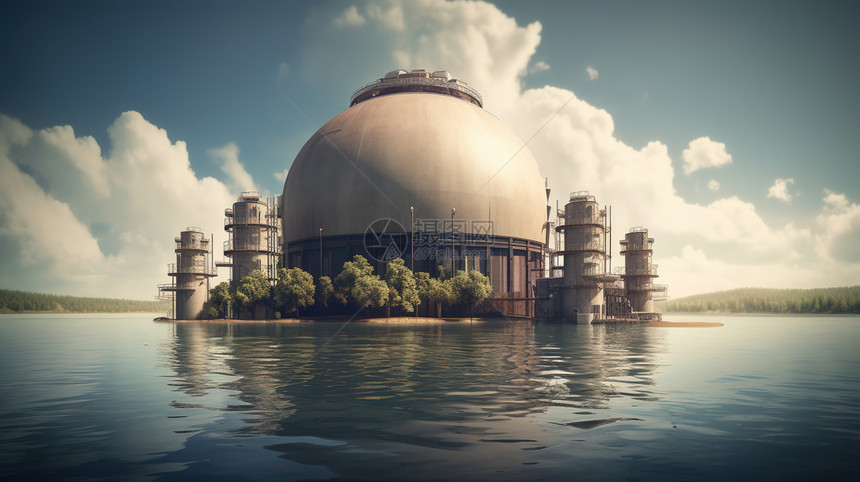 未来科幻世界超现实圆形油气储存厂图片
