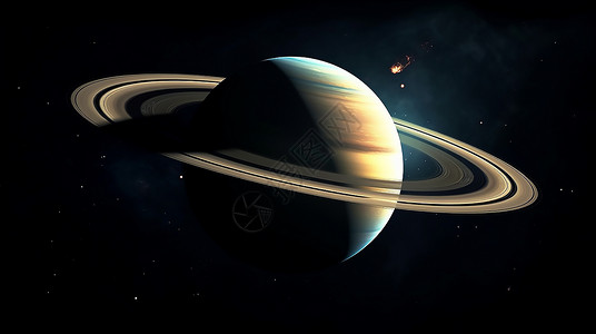 科幻漫画幻想的星球环绕着行星的宇宙空间图片插画