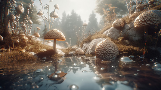 超科幻唯美的蘑菇世界图片
