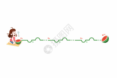 水果设计元素夏天吃西瓜吹风扇测女孩可爱GIF高清图片