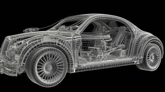 汽车3D线条模型图片