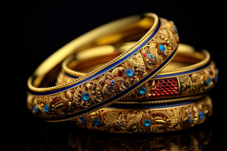 黄金手镯传统的金手镯珠宝首饰插画