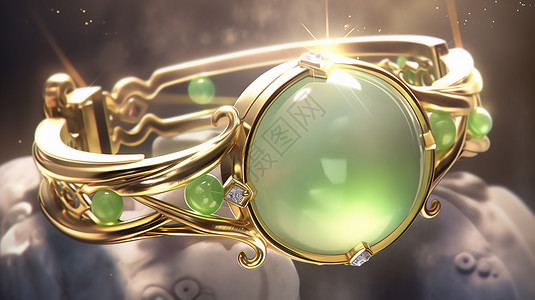 时尚绿宝石金手镯背景图片