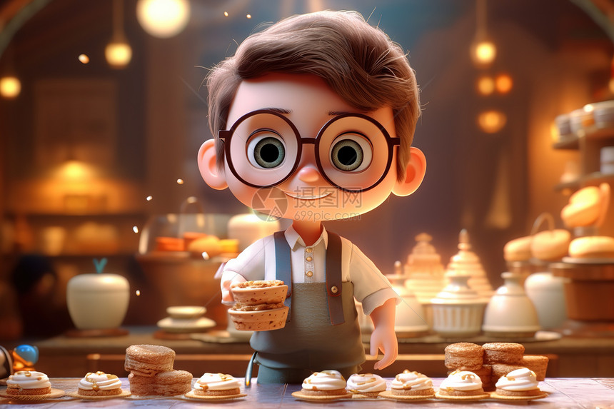 蛋糕店甜品蛋糕师职业3D形象图片