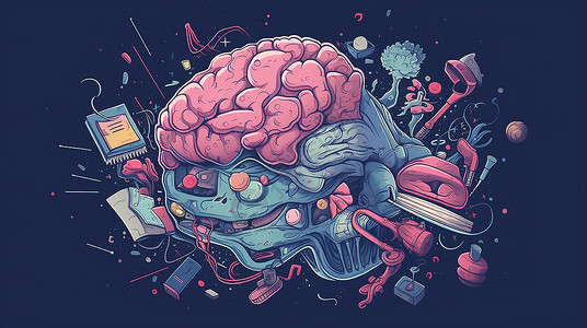 大脑器官创意概念图背景图片
