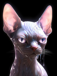 透明耳朵的无毛猫背景图片
