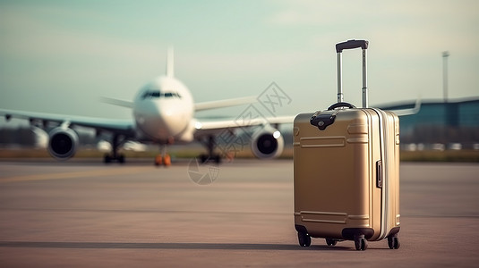 机场送行机场的行李箱拉杆箱旅行插画