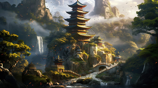 中式水墨建筑风景图片
