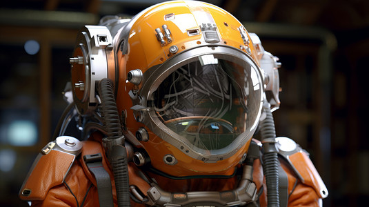 橙色金属质感科幻太空宇航服图片