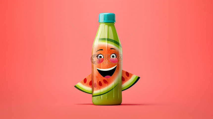 可爱的西瓜汁饮料瓶卡通图片
