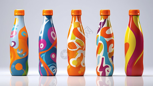 卡通橙色瓶盖的饮料瓶包装背景图片