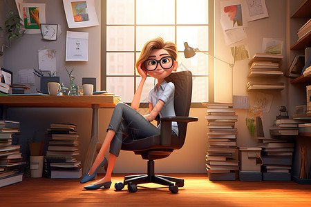 办公室女性领导老板职业形像3D图片