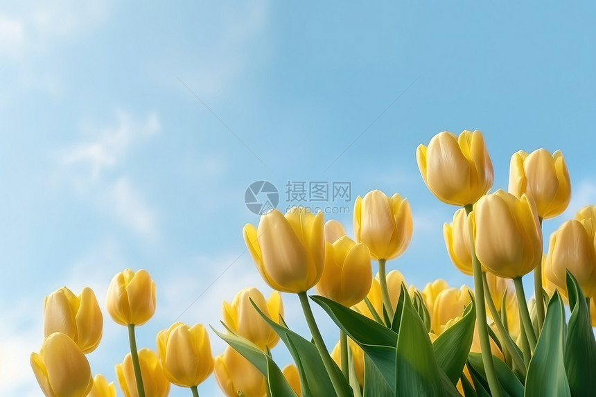 黄色郁金香花朵唯美清新图片