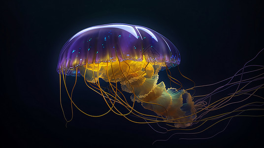 游泳高清素材水母海洋生物艺术插画