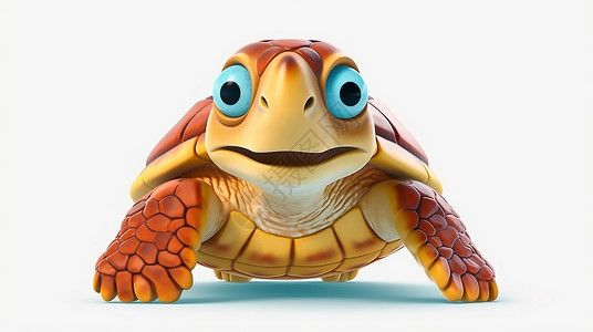 3D卡通海龟插图背景图片