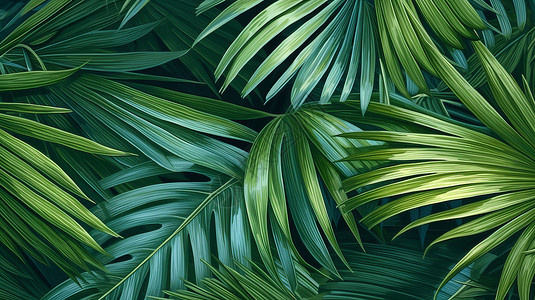 大叶绿植热带植物椰子叶平铺插画