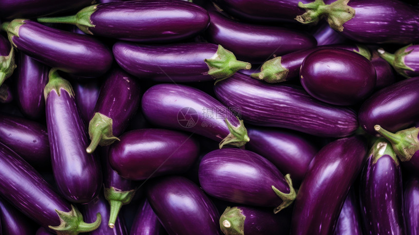 新鲜蔬菜紫色茄子平铺图片
